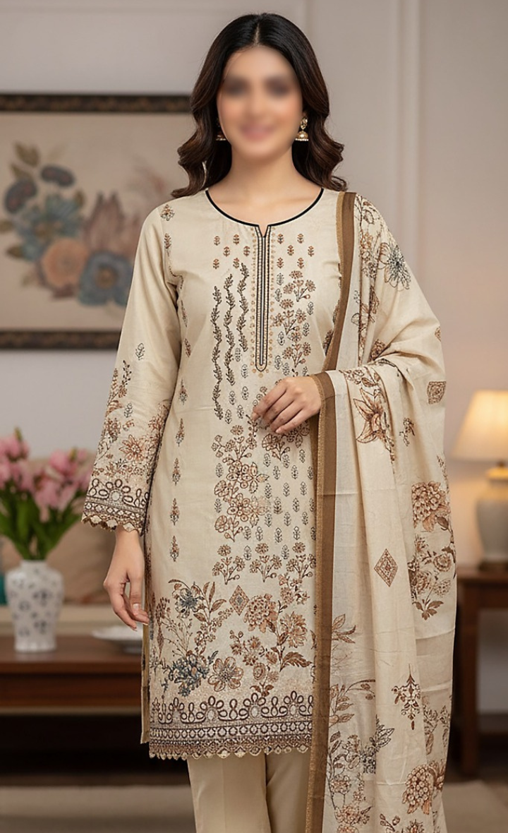 3PC EMBROIDED SHAMRAY