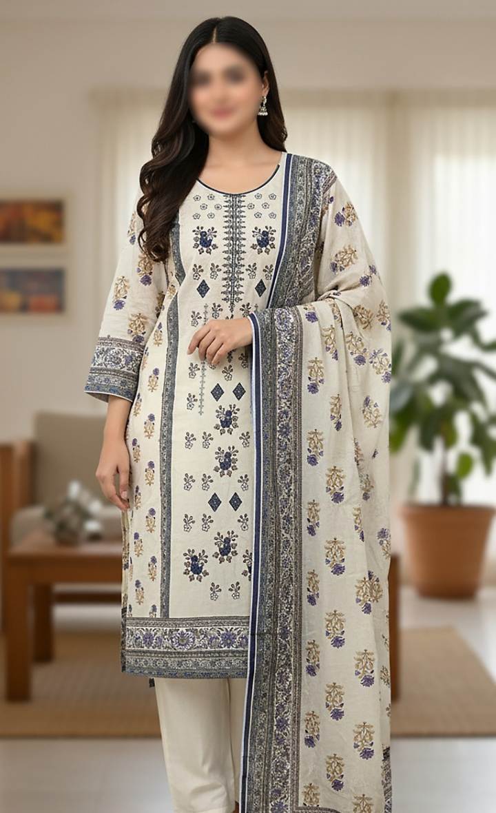 3PC EMBROIDED SHAMRAY