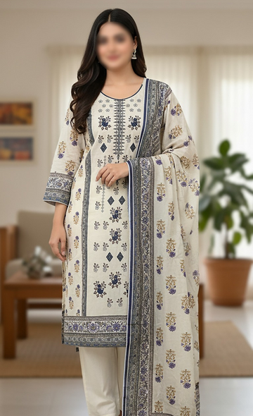 3PC EMBROIDED SHAMRAY