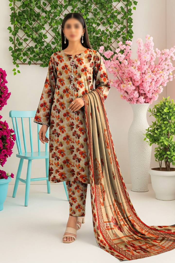 3PC PRINTED KHADDAR