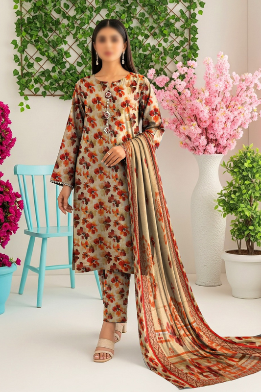 3PC PRINTED KHADDAR