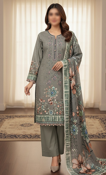 3PC EMBROIDED SHAMRAY
