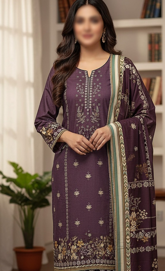 3PC EMBROIDED SHAMRAY