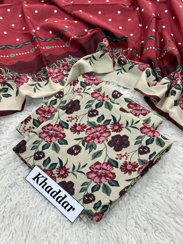 3PC PRINTED KHADDAR