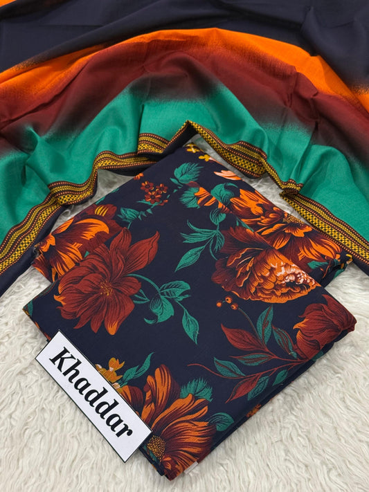 3PC PRINTED KHADDAR