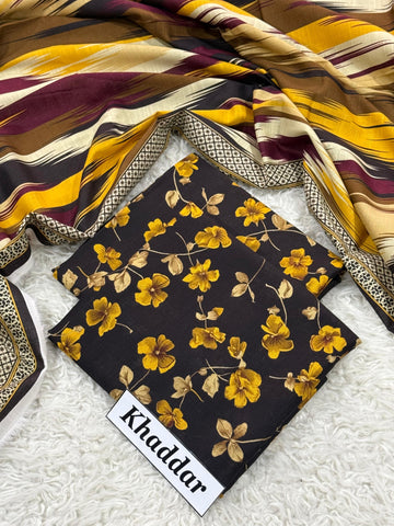 3PC PRINTED KHADDAR